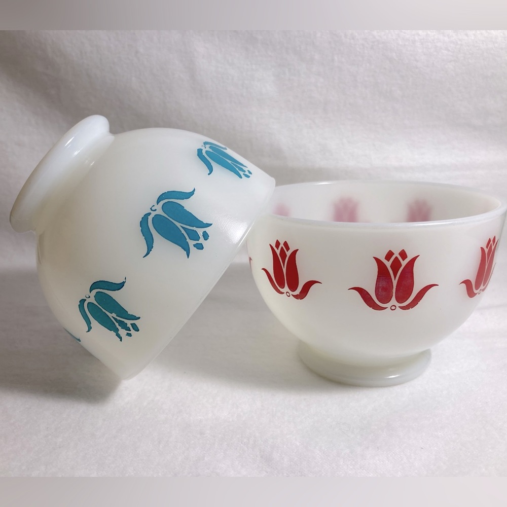 vintage Fire King milk glass tulip cottage cheese bowls